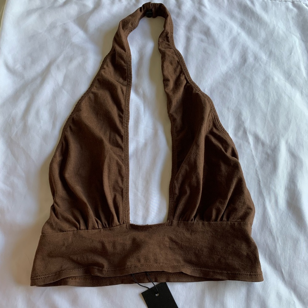 motel rocks brown halter top